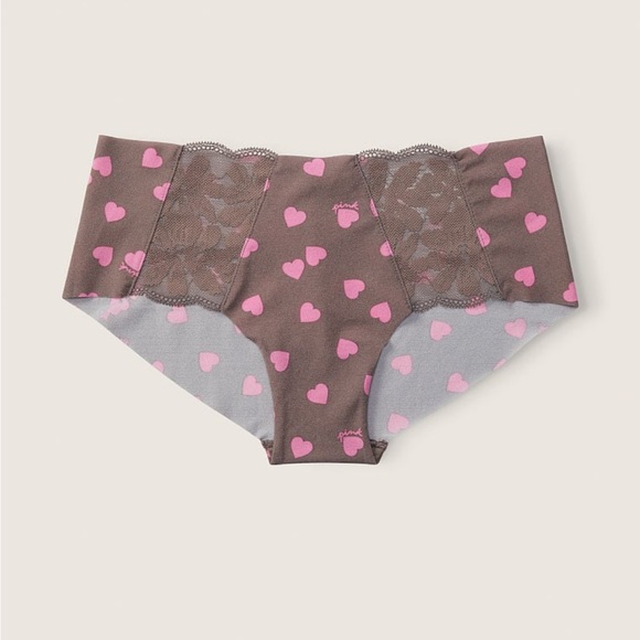 Victoria’s Secret Pink XL No Show Hipster Panties Underwear Iced Coffee Heart - Picture 1 of 5